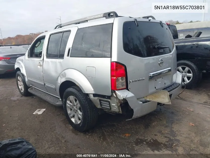 2005 Nissan Pathfinder Le VIN: 5N1AR18W55C703801 Lot: 40761641