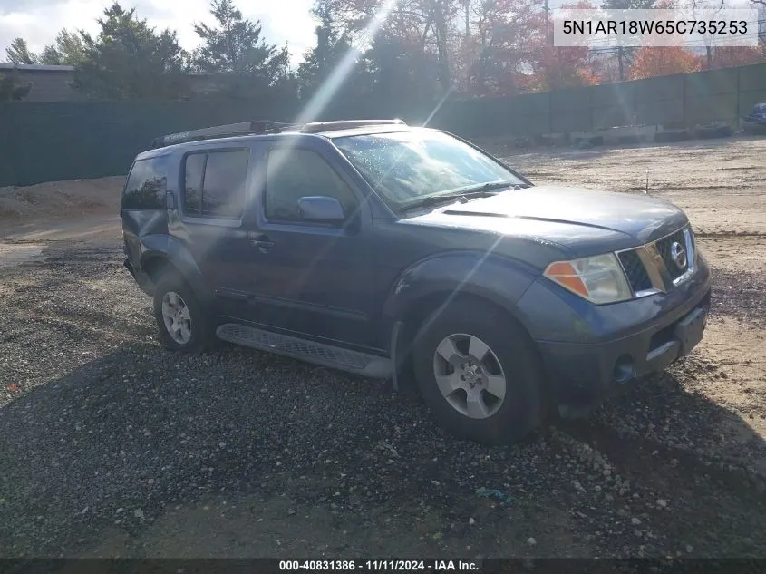 2005 Nissan Pathfinder Le VIN: 5N1AR18W65C735253 Lot: 40831386