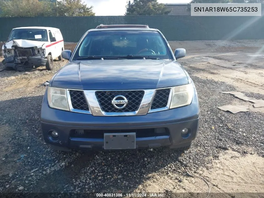 2005 Nissan Pathfinder Le VIN: 5N1AR18W65C735253 Lot: 40831386