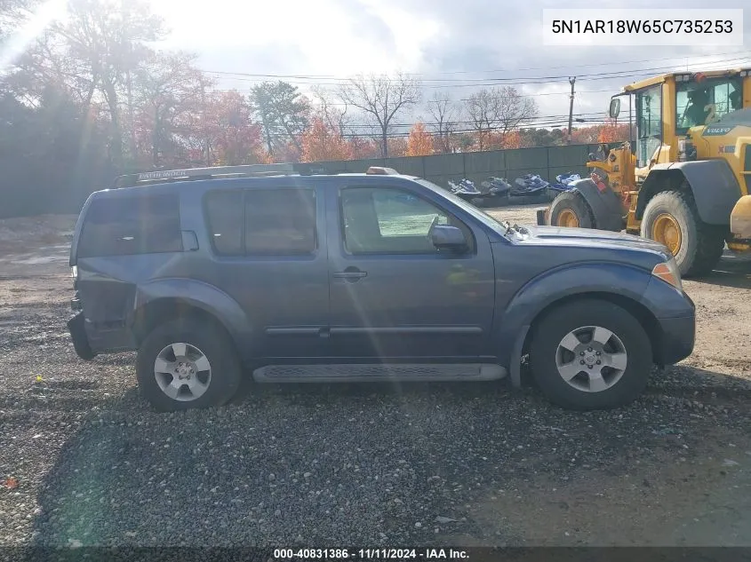 2005 Nissan Pathfinder Le VIN: 5N1AR18W65C735253 Lot: 40831386