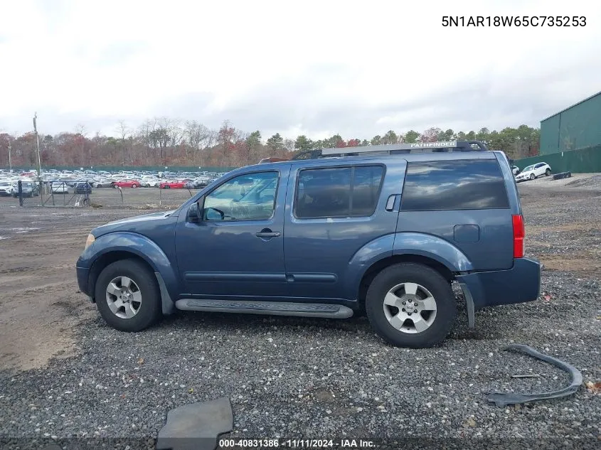 2005 Nissan Pathfinder Le VIN: 5N1AR18W65C735253 Lot: 40831386