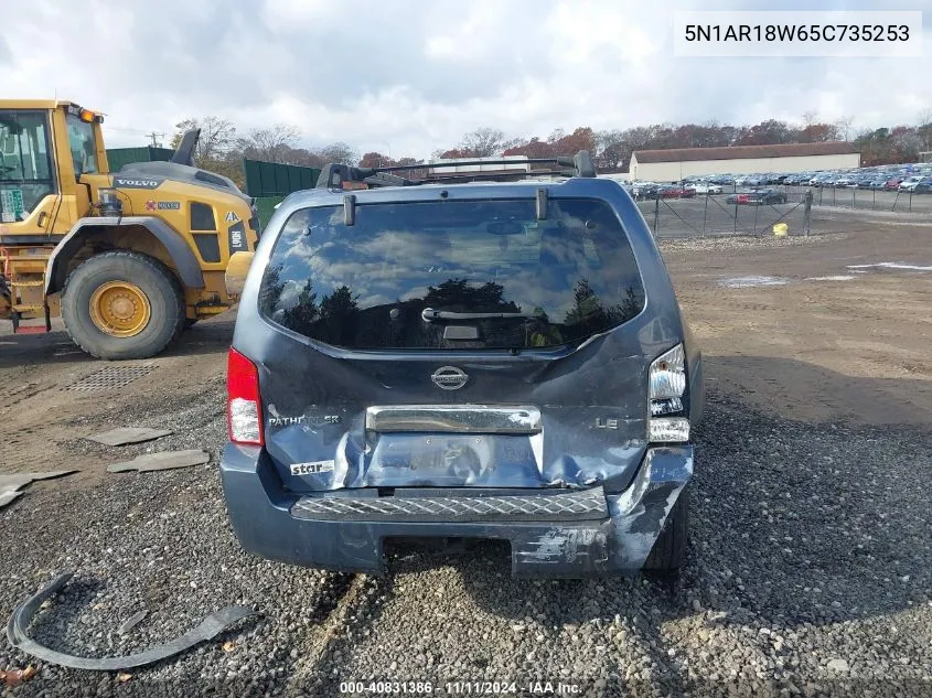 2005 Nissan Pathfinder Le VIN: 5N1AR18W65C735253 Lot: 40831386