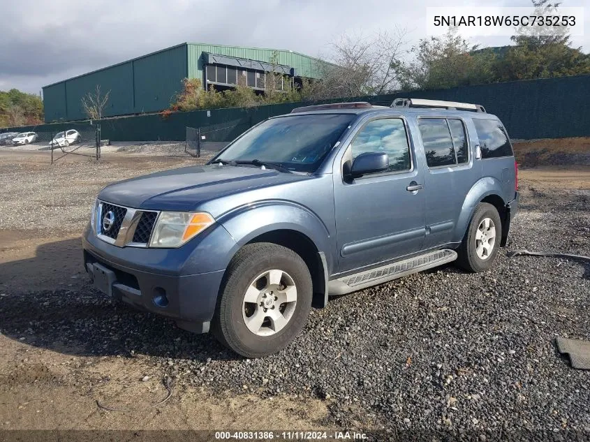 2005 Nissan Pathfinder Le VIN: 5N1AR18W65C735253 Lot: 40831386