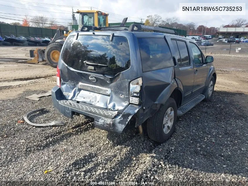 2005 Nissan Pathfinder Le VIN: 5N1AR18W65C735253 Lot: 40831386