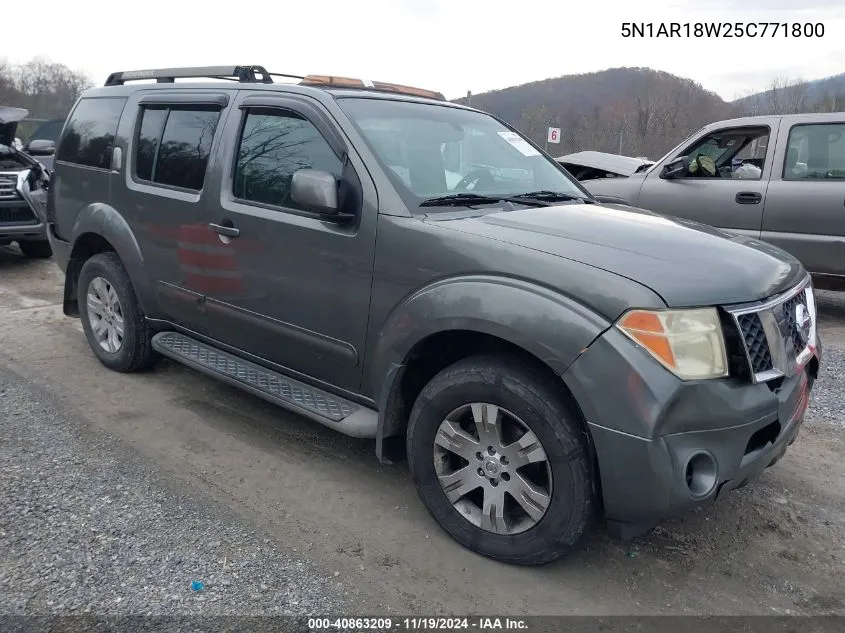 2005 Nissan Pathfinder Le VIN: 5N1AR18W25C771800 Lot: 40863209