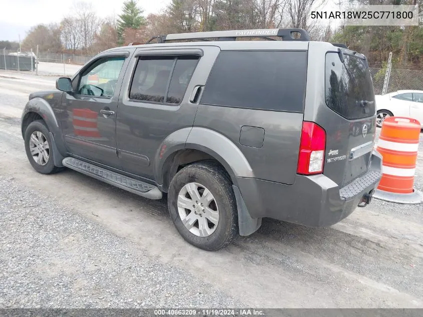 2005 Nissan Pathfinder Le VIN: 5N1AR18W25C771800 Lot: 40863209