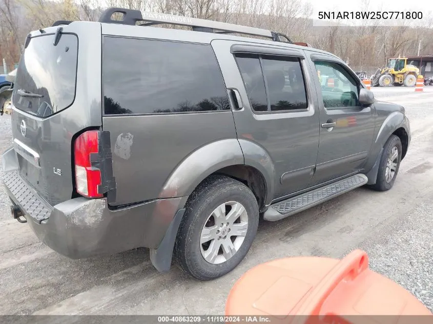 2005 Nissan Pathfinder Le VIN: 5N1AR18W25C771800 Lot: 40863209