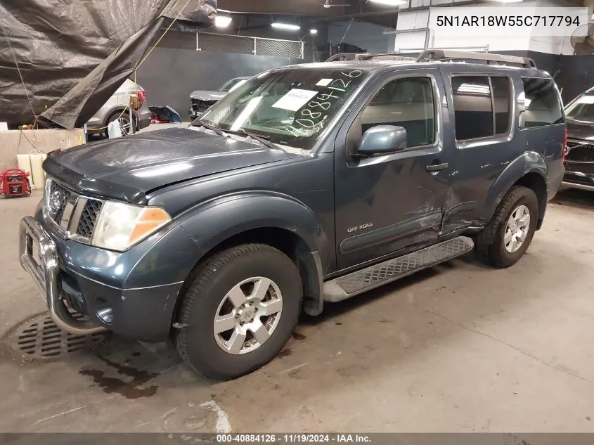 2005 Nissan Pathfinder Se Off-Road VIN: 5N1AR18W55C717794 Lot: 40884126