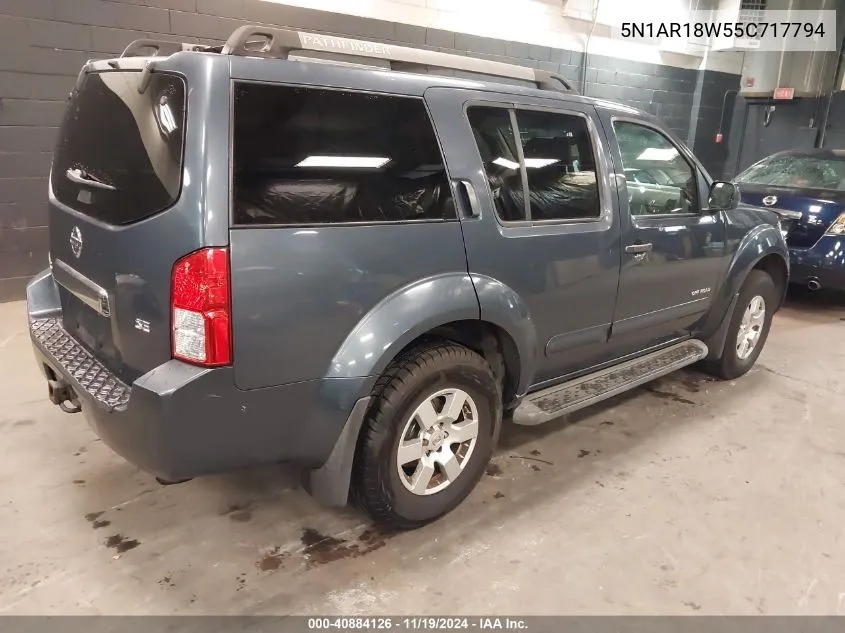 2005 Nissan Pathfinder Se Off-Road VIN: 5N1AR18W55C717794 Lot: 40884126