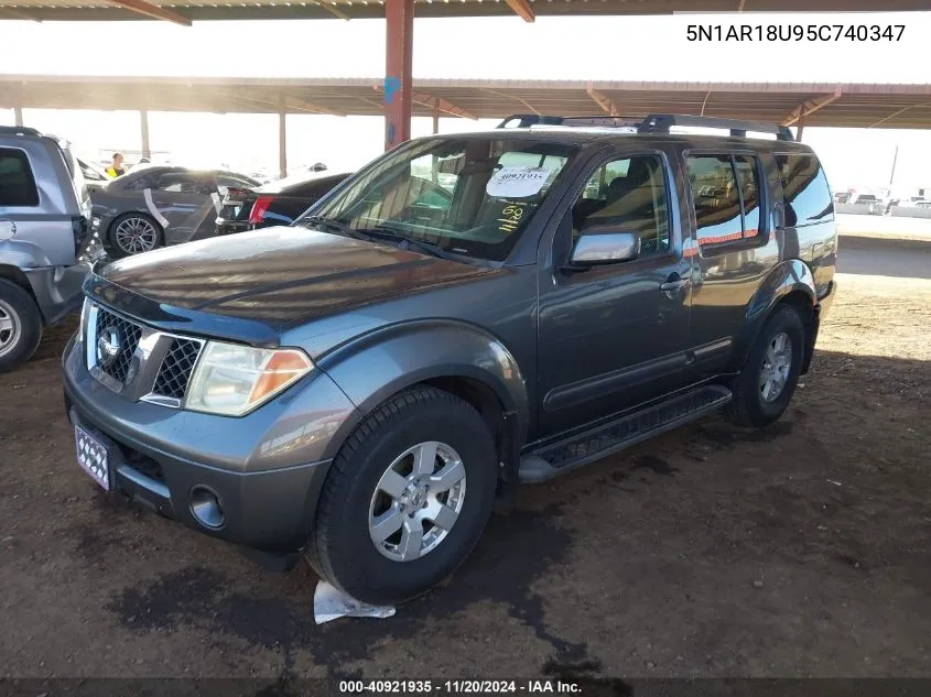 2005 Nissan Pathfinder Se Off-Road VIN: 5N1AR18U95C740347 Lot: 40921935