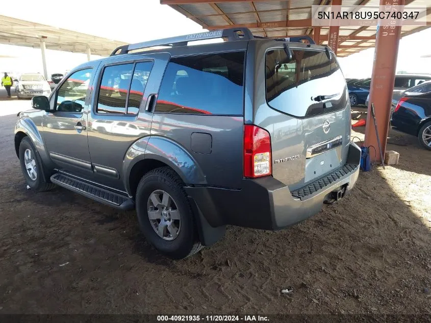 2005 Nissan Pathfinder Se Off-Road VIN: 5N1AR18U95C740347 Lot: 40921935