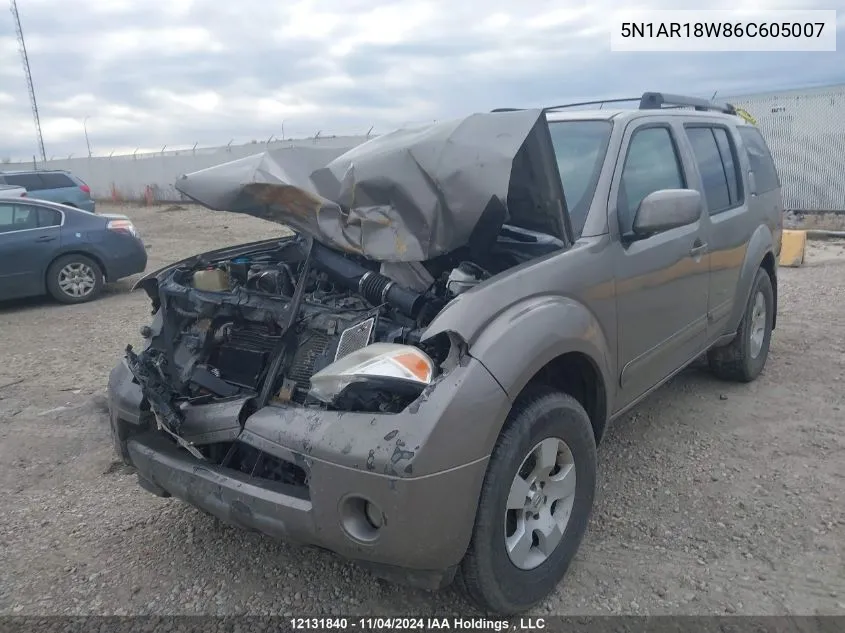 2006 Nissan Pathfinder S VIN: 5N1AR18W86C605007 Lot: 12131840