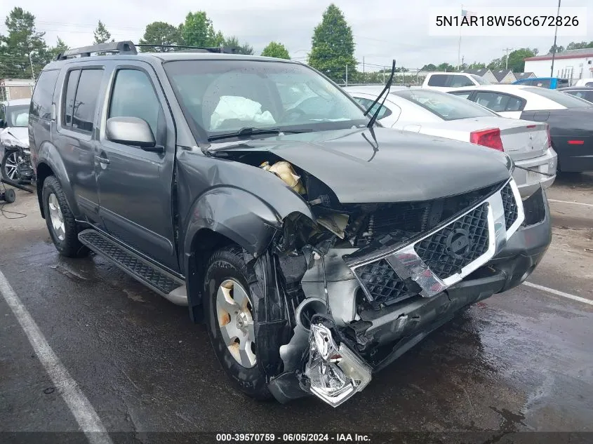 2006 Nissan Pathfinder Se VIN: 5N1AR18W56C672826 Lot: 39570759