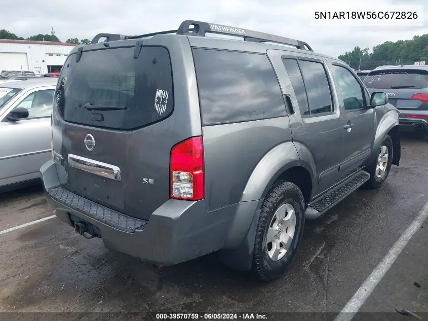 2006 Nissan Pathfinder Se VIN: 5N1AR18W56C672826 Lot: 39570759