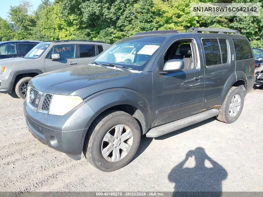 2006 Nissan Pathfinder Le VIN: 5N1AR18W16C642142 Lot: 40185275