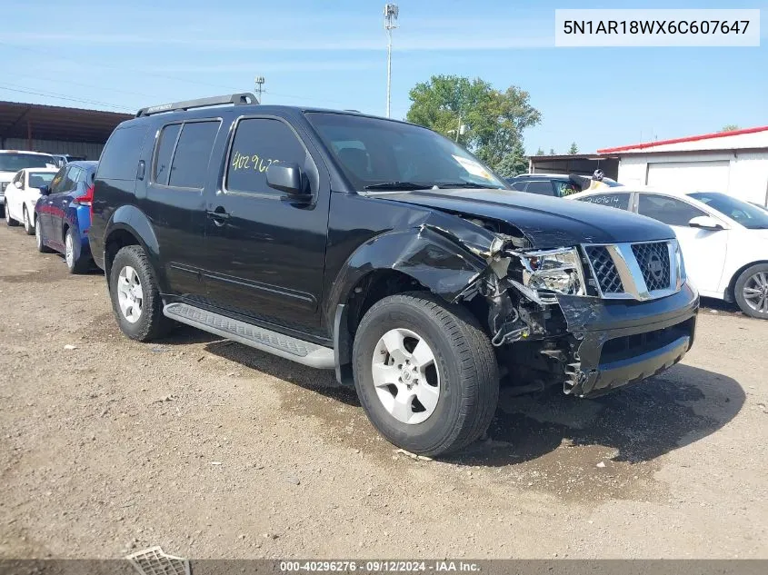 2006 Nissan Pathfinder S VIN: 5N1AR18WX6C607647 Lot: 40296276