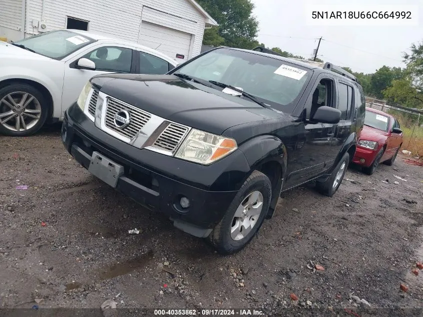 2006 Nissan Pathfinder S VIN: 5N1AR18U66C664992 Lot: 40353862