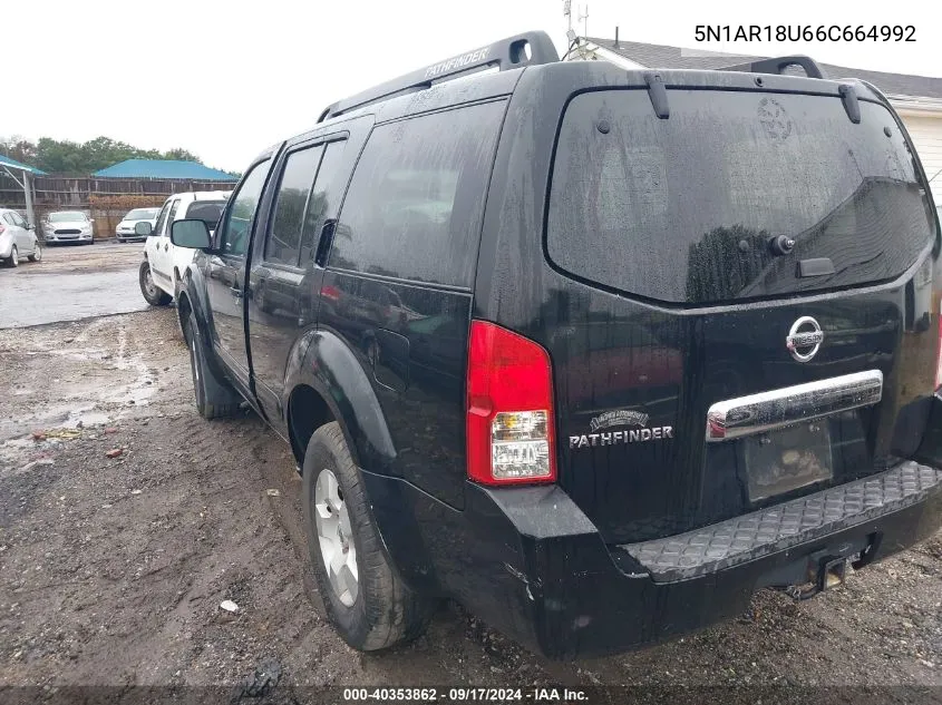 2006 Nissan Pathfinder S VIN: 5N1AR18U66C664992 Lot: 40353862