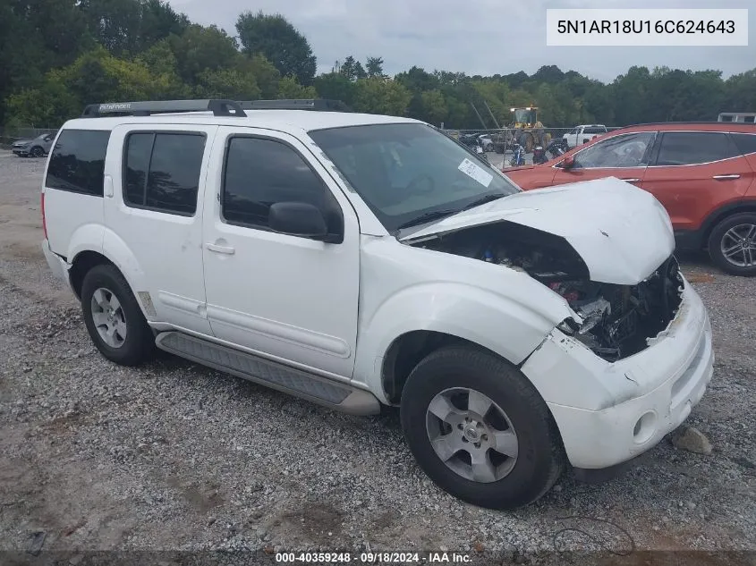 2006 Nissan Pathfinder Le/Se/Xe VIN: 5N1AR18U16C624643 Lot: 40359248