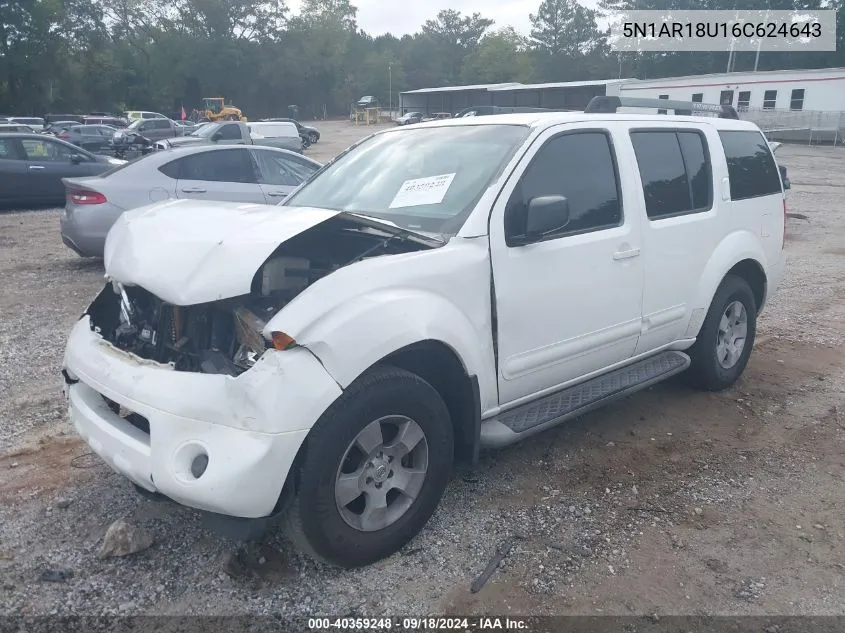 2006 Nissan Pathfinder Le/Se/Xe VIN: 5N1AR18U16C624643 Lot: 40359248