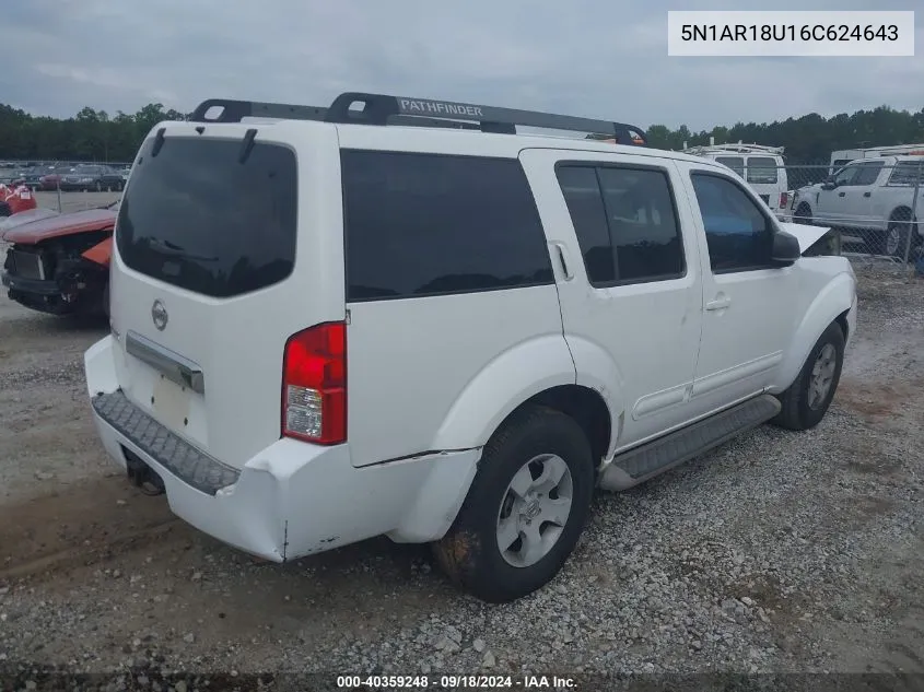 2006 Nissan Pathfinder Le/Se/Xe VIN: 5N1AR18U16C624643 Lot: 40359248