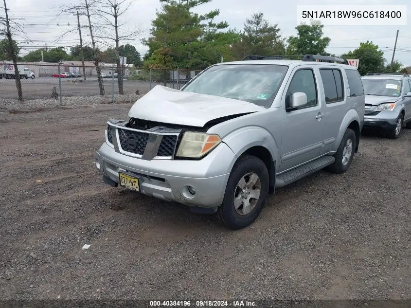 2006 Nissan Pathfinder Se VIN: 5N1AR18W96C618400 Lot: 40384196