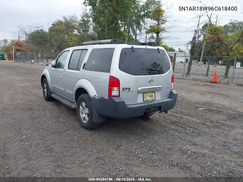 2006 Nissan Pathfinder Se VIN: 5N1AR18W96C618400 Lot: 40384196