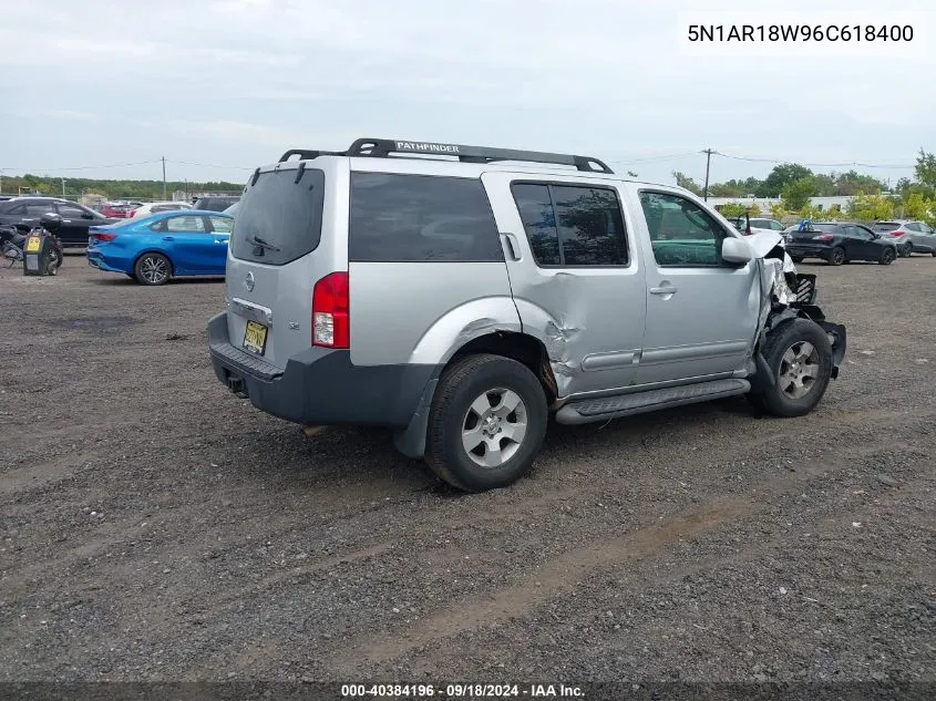 2006 Nissan Pathfinder Se VIN: 5N1AR18W96C618400 Lot: 40384196