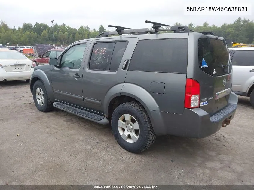 2006 Nissan Pathfinder Se VIN: 5N1AR18W46C638831 Lot: 40385344