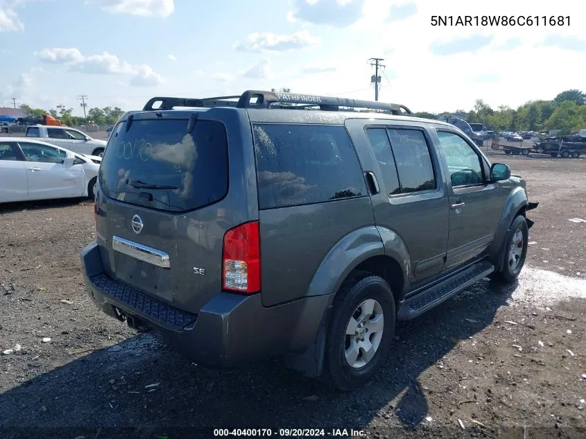 5N1AR18W86C611681 2006 Nissan Pathfinder Se