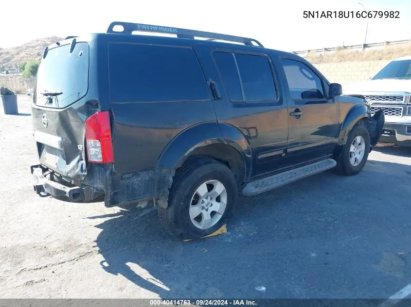 2006 Nissan Pathfinder Se VIN: 5N1AR18U16C679982 Lot: 40414763