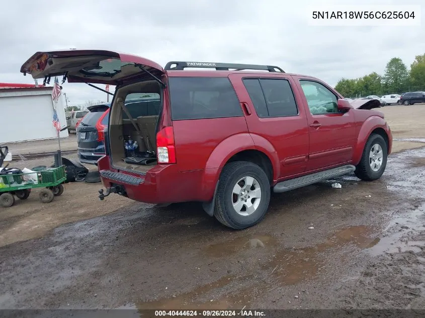 2006 Nissan Pathfinder Se VIN: 5N1AR18W56C625604 Lot: 40444624