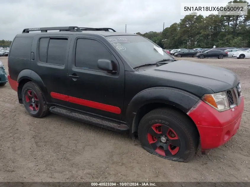 2006 Nissan Pathfinder Se VIN: 5N1AR18UX6C650092 Lot: 40523394