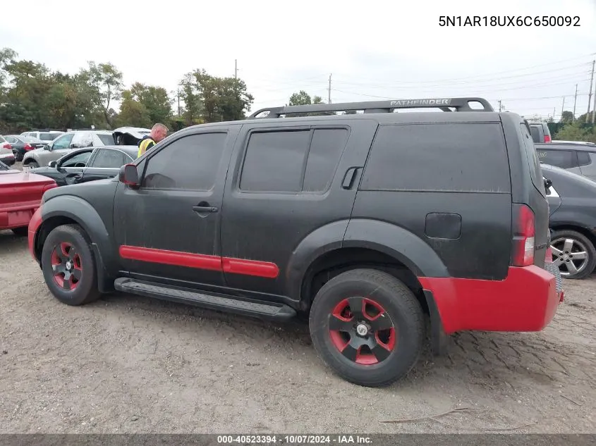 2006 Nissan Pathfinder Se VIN: 5N1AR18UX6C650092 Lot: 40523394