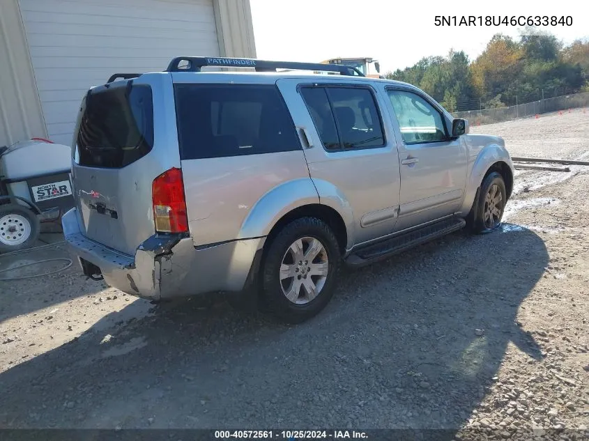 2006 Nissan Pathfinder Le VIN: 5N1AR18U46C633840 Lot: 40572561