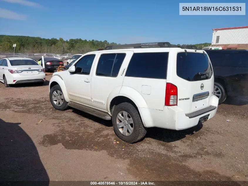 2006 Nissan Pathfinder Le VIN: 5N1AR18W16C631531 Lot: 40578546