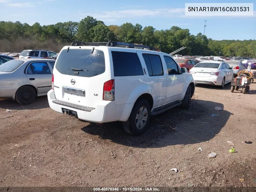 2006 Nissan Pathfinder Le VIN: 5N1AR18W16C631531 Lot: 40578546