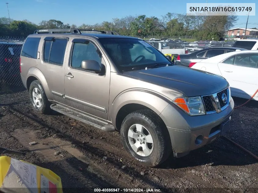 2006 Nissan Pathfinder Se VIN: 5N1AR18W16C619749 Lot: 40595947