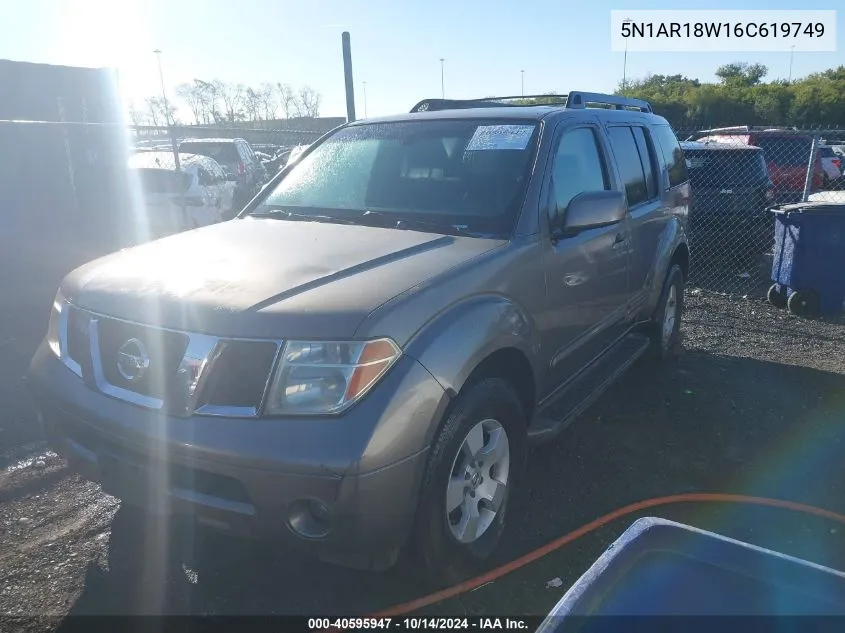 2006 Nissan Pathfinder Se VIN: 5N1AR18W16C619749 Lot: 40595947