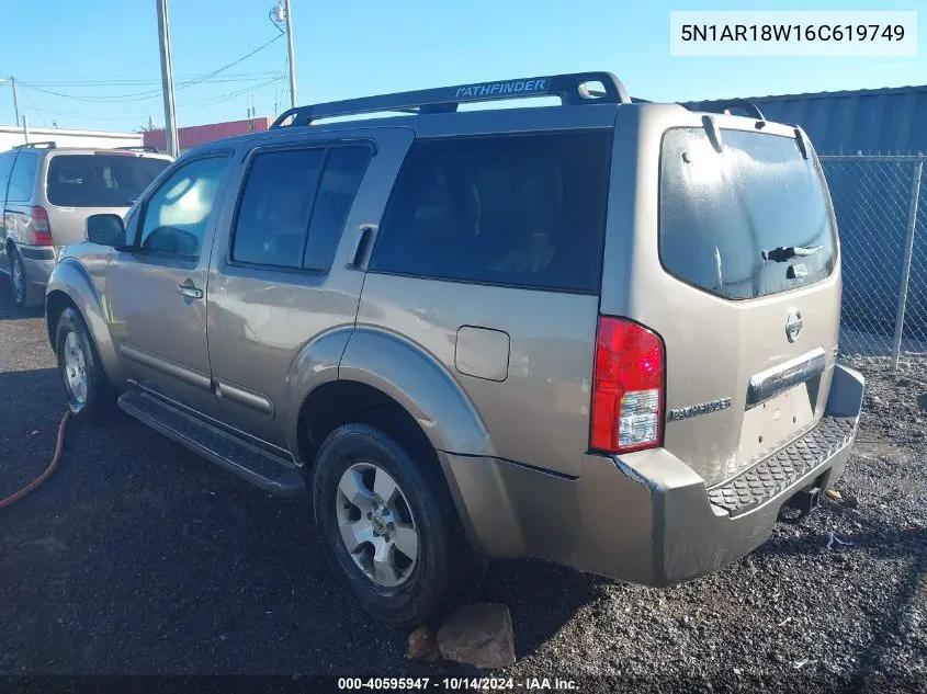 2006 Nissan Pathfinder Se VIN: 5N1AR18W16C619749 Lot: 40595947