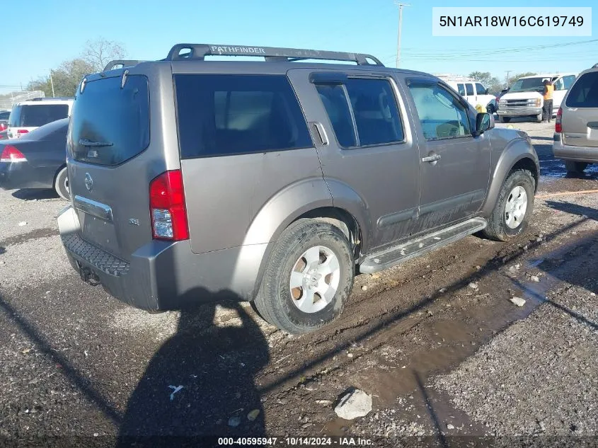 2006 Nissan Pathfinder Se VIN: 5N1AR18W16C619749 Lot: 40595947