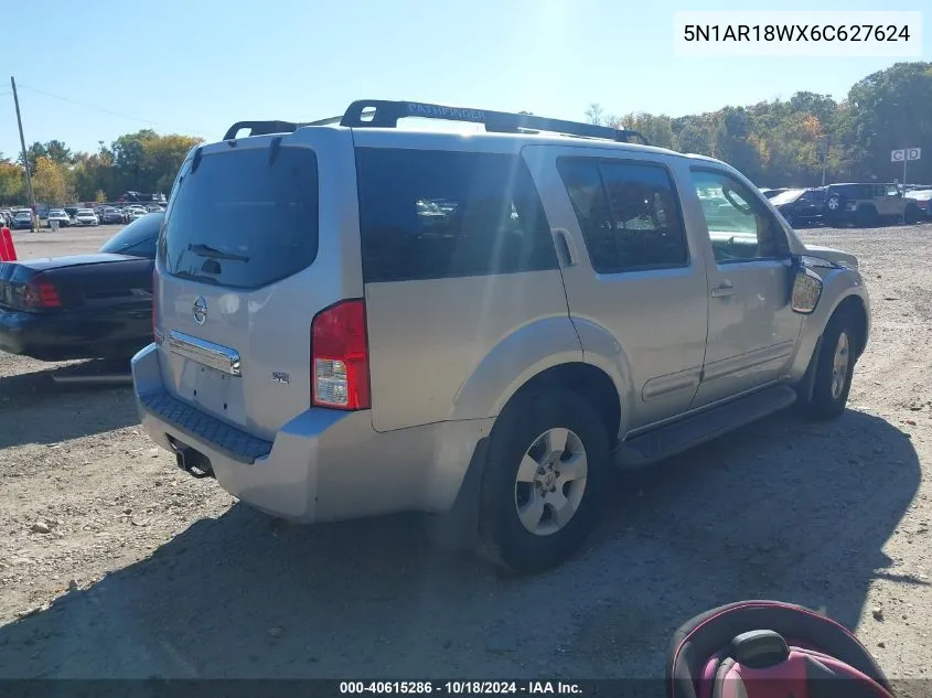 2006 Nissan Pathfinder Se VIN: 5N1AR18WX6C627624 Lot: 40615286