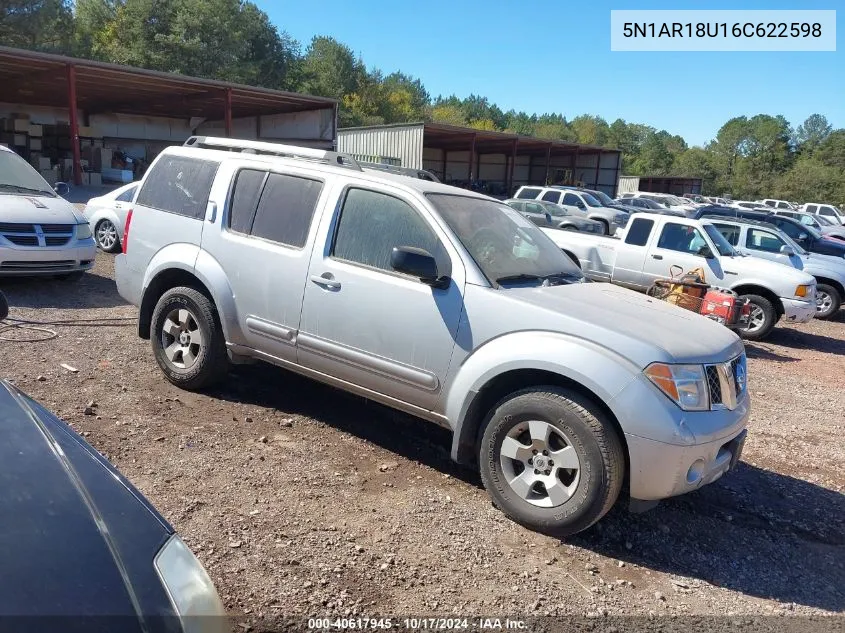 2006 Nissan Pathfinder S VIN: 5N1AR18U16C622598 Lot: 40617945