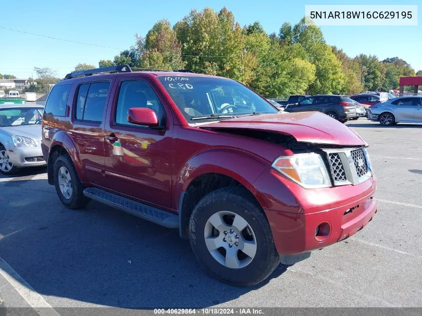 2006 Nissan Pathfinder Se VIN: 5N1AR18W16C629195 Lot: 40629864