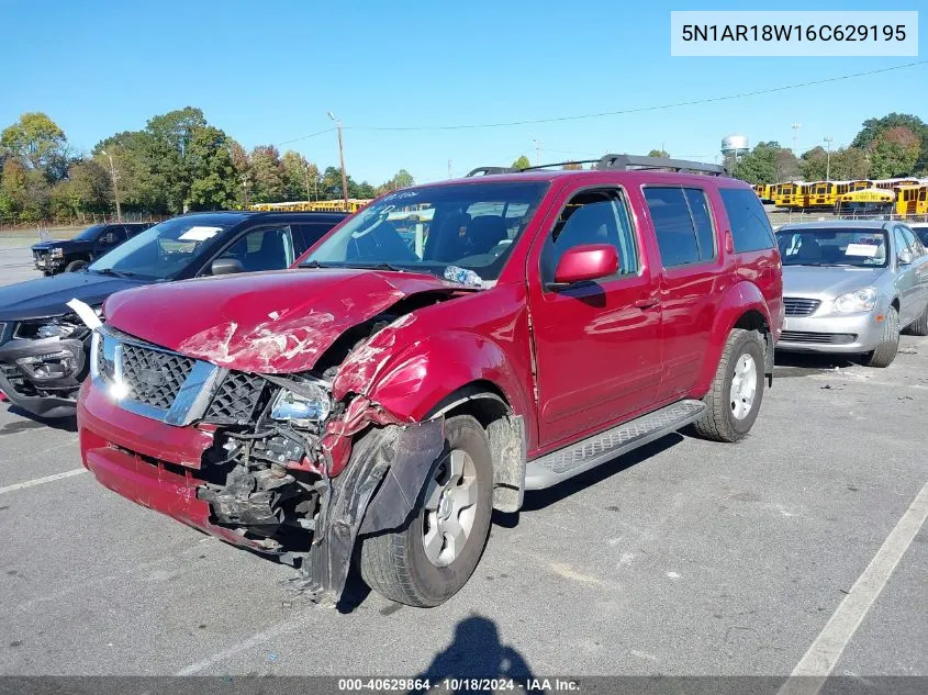 2006 Nissan Pathfinder Se VIN: 5N1AR18W16C629195 Lot: 40629864