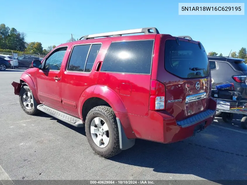 2006 Nissan Pathfinder Se VIN: 5N1AR18W16C629195 Lot: 40629864