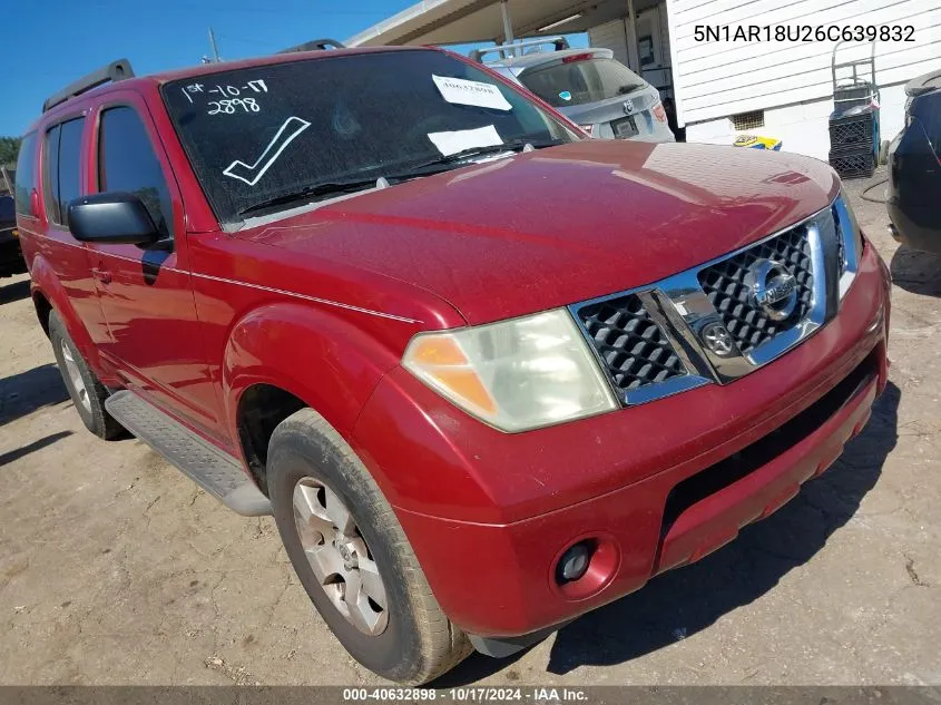 2006 Nissan Pathfinder S VIN: 5N1AR18U26C639832 Lot: 40632898