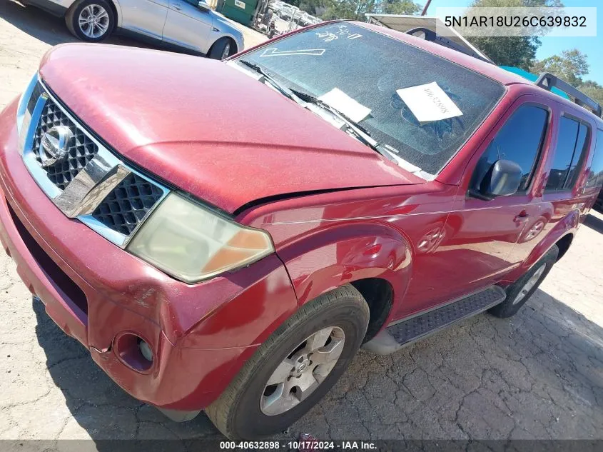 2006 Nissan Pathfinder S VIN: 5N1AR18U26C639832 Lot: 40632898