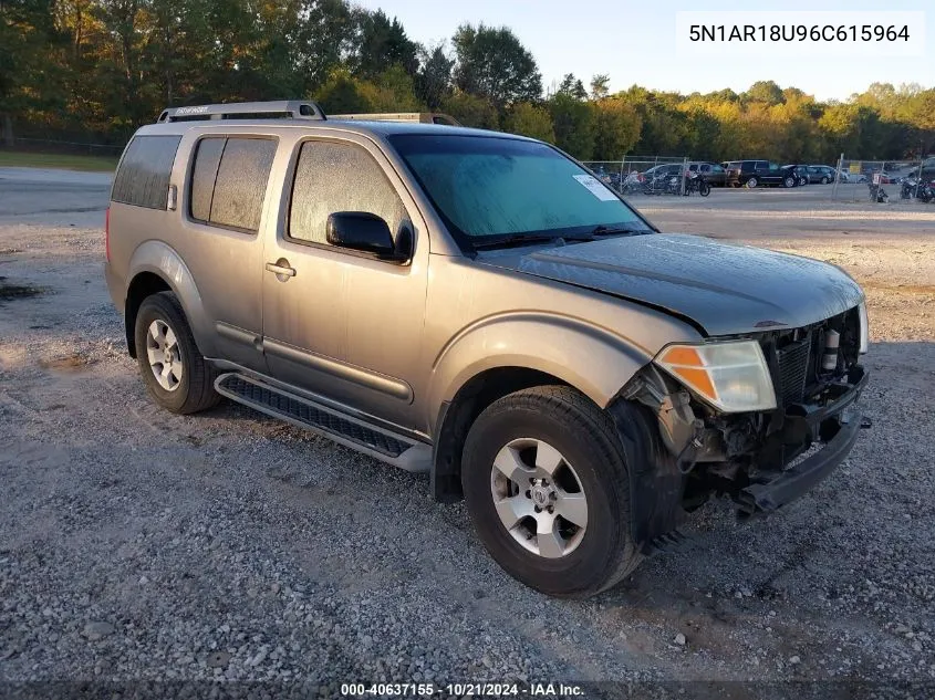 2006 Nissan Pathfinder S VIN: 5N1AR18U96C615964 Lot: 40637155