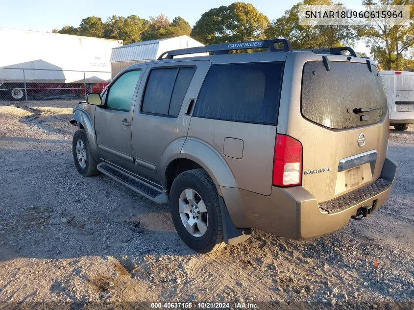 2006 Nissan Pathfinder S VIN: 5N1AR18U96C615964 Lot: 40637155